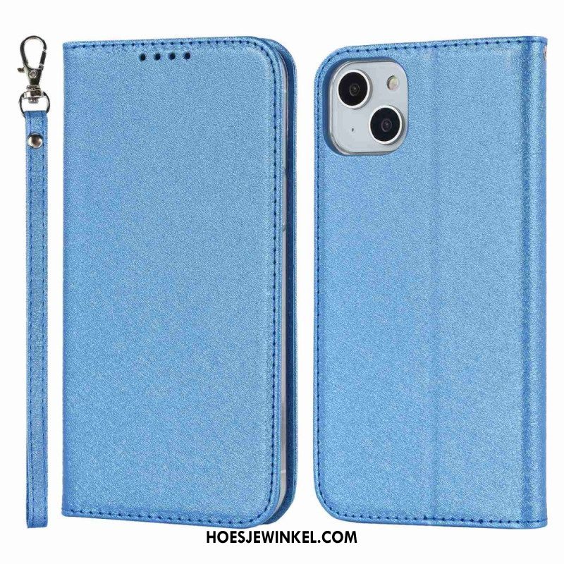 Bescherming Hoesje voor iPhone 14 Plus Folio-hoesje Zachte Lederen Stijl Met Riem