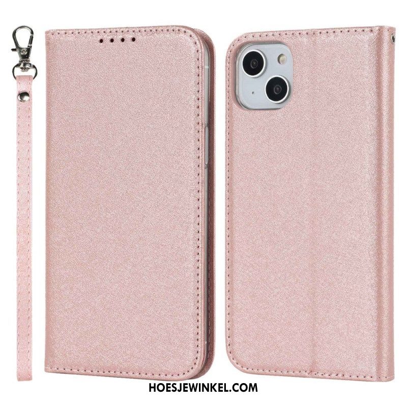 Bescherming Hoesje voor iPhone 14 Plus Folio-hoesje Zachte Lederen Stijl Met Riem