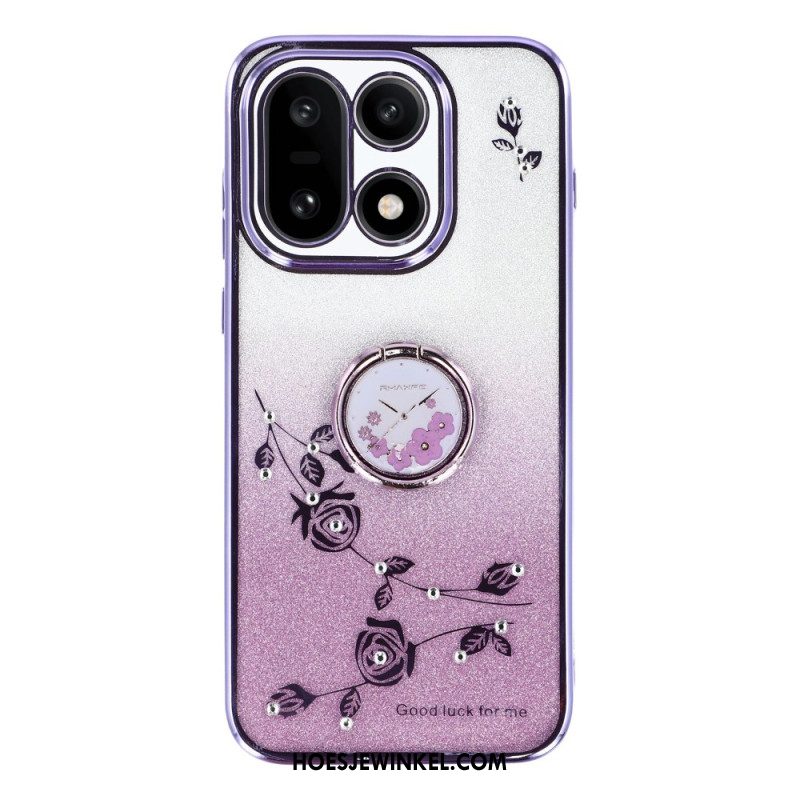 Case Hoesje Oneplus 15 Telefoonhoesje Ringhouder En Glitterbloemenpatroon