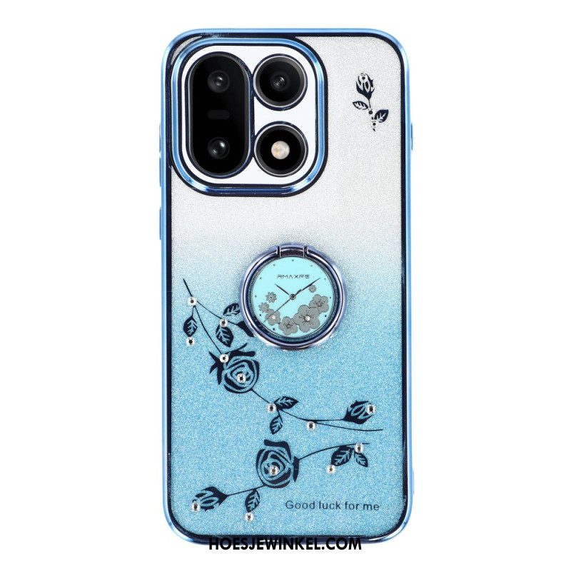 Case Hoesje Oneplus 15 Telefoonhoesje Ringhouder En Glitterbloemenpatroon