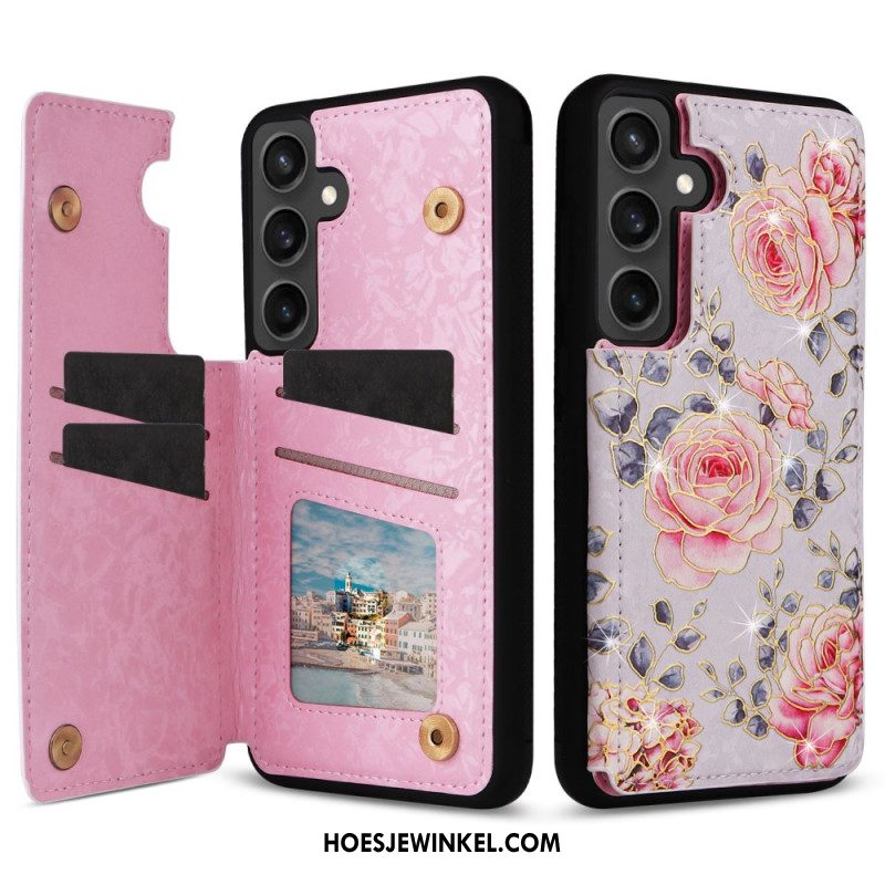 Case Hoesje Samsung Galaxy S25 Fe Telefoonhoesje Kaarthouder Met Bloemenmotief
