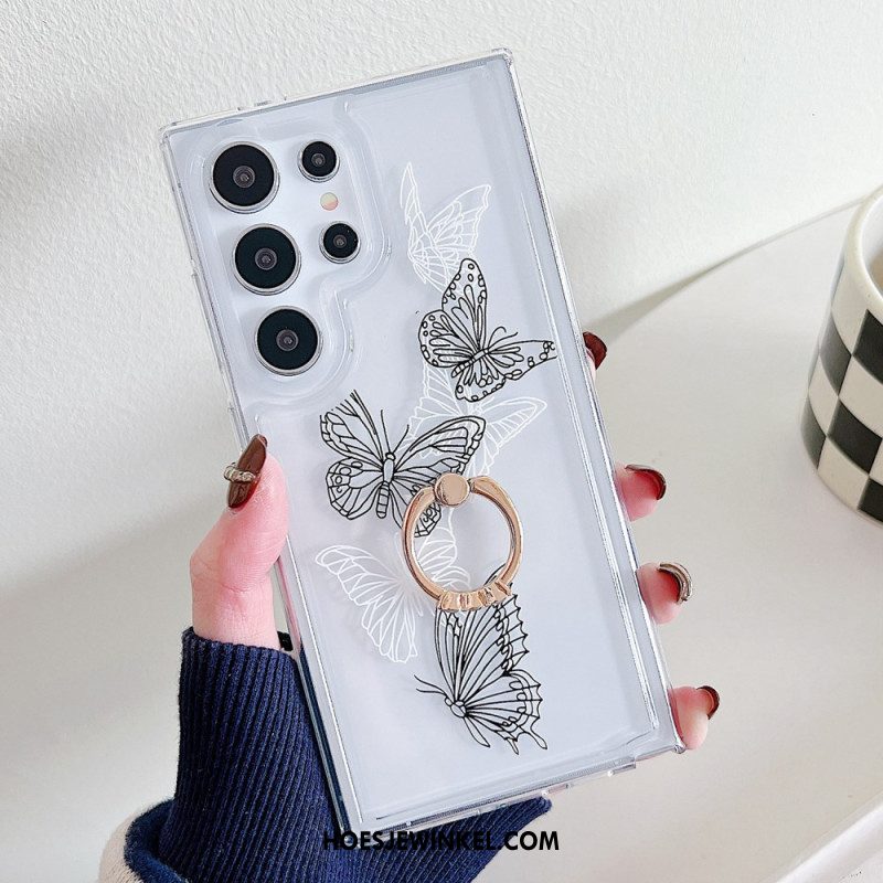 Case Hoesje Samsung Galaxy S25 Ultra 5g Telefoonhoesje Ringhouder Met Patroon