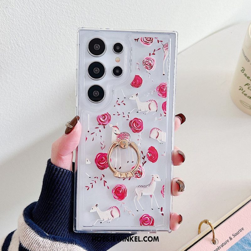 Case Hoesje Samsung Galaxy S25 Ultra 5g Telefoonhoesje Ringhouder Met Patroon