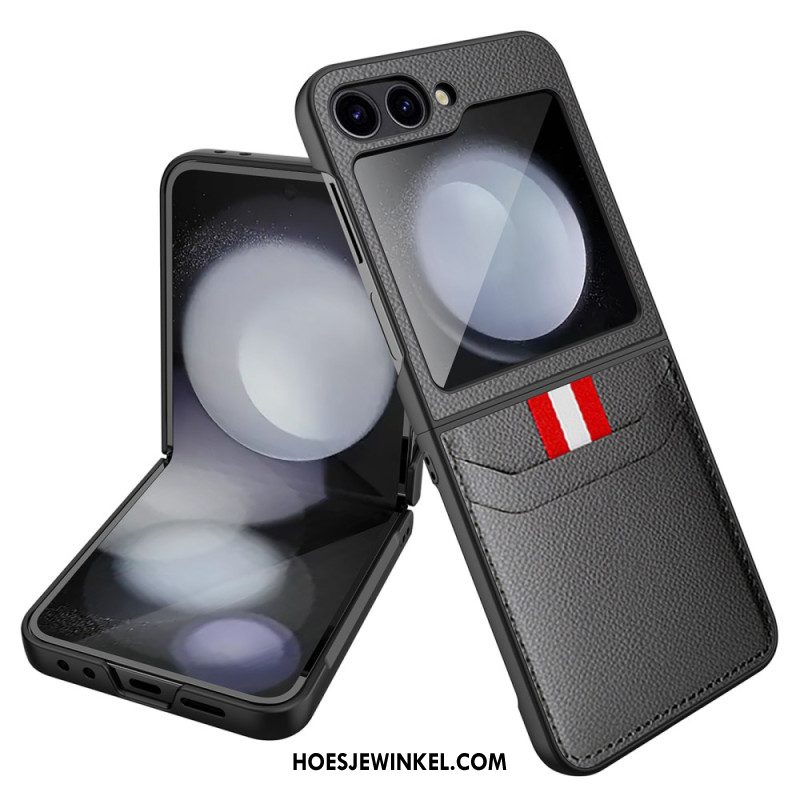 Case Hoesje Samsung Galaxy Z Flip 7 Fe Telefoonhoesje Kaarthouder Met Lychee-textuur