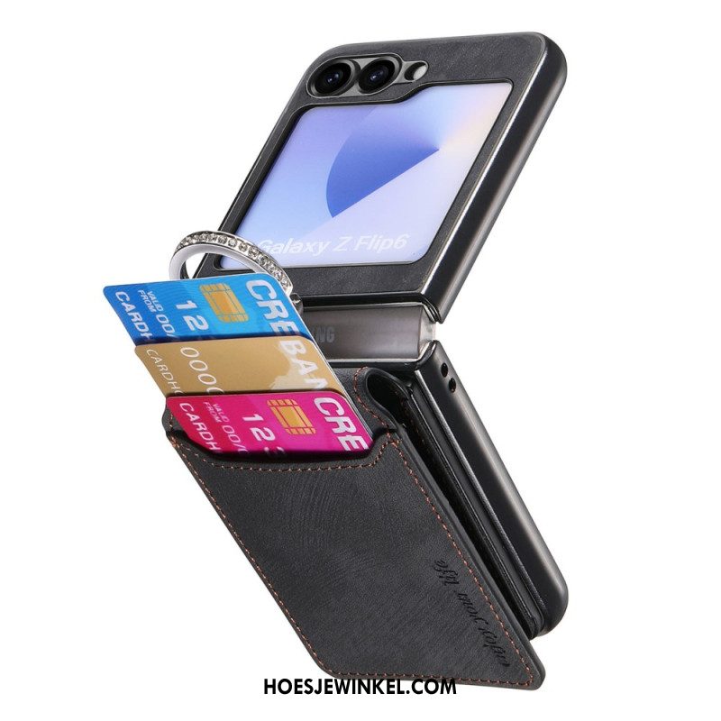 Case Hoesje Samsung Galaxy Z Flip 7 Fe Telefoonhoesje Suède-effect Met Kaarthouder