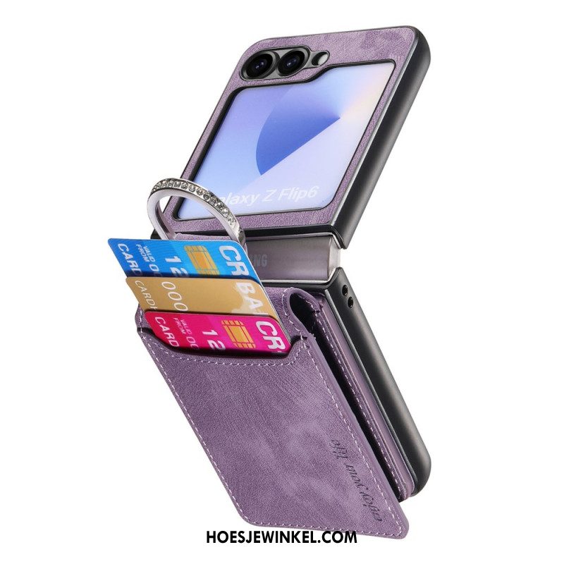 Case Hoesje Samsung Galaxy Z Flip 7 Fe Telefoonhoesje Suède-effect Met Kaarthouder
