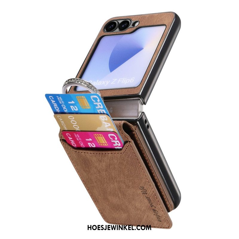 Case Hoesje Samsung Galaxy Z Flip 7 Fe Telefoonhoesje Suède-effect Met Kaarthouder