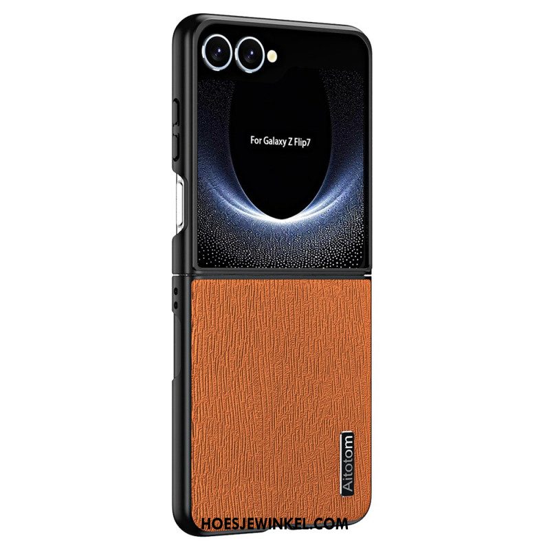 Case Hoesje Samsung Galaxy Z Flip 7 Telefoonhoesje Houtnerfstructuur