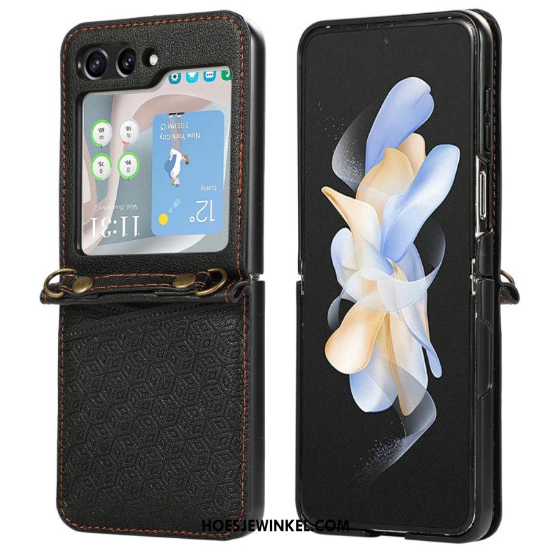 Case Hoesje Samsung Galaxy Z Flip 7 Telefoonhoesje Kaarthouder Met Ruitvormig Ontwerp