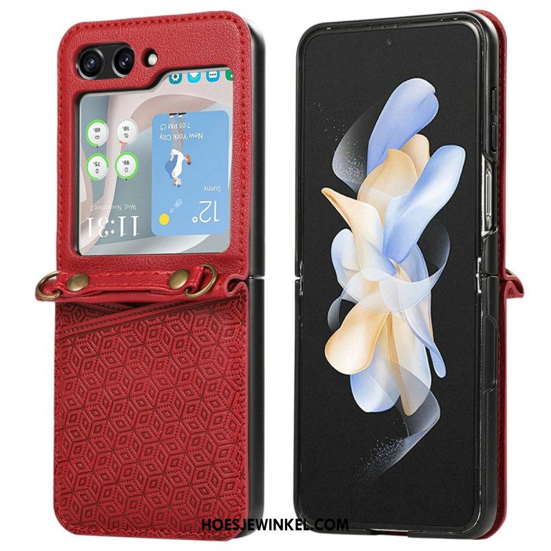 Case Hoesje Samsung Galaxy Z Flip 7 Telefoonhoesje Kaarthouder Met Ruitvormig Ontwerp