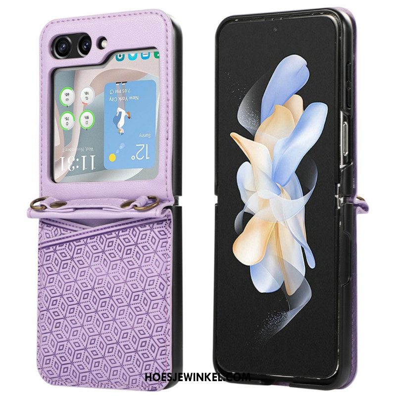 Case Hoesje Samsung Galaxy Z Flip 7 Telefoonhoesje Kaarthouder Met Ruitvormig Ontwerp