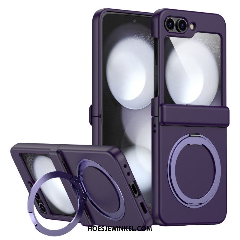 Case Hoesje Samsung Galaxy Z Flip 7 Telefoonhoesje Magnetische Standaard Met Metaaleffect