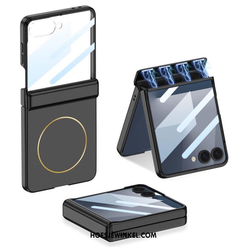Case Hoesje Samsung Galaxy Z Flip 7 Telefoonhoesje Met Magnetische Bevestiging Scharnierbeschermer En Gkk-logo