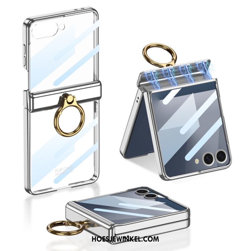 Case Hoesje Samsung Galaxy Z Flip 7 Telefoonhoesje Transparant Met Standaard En Magnetische Bescherming Gkk