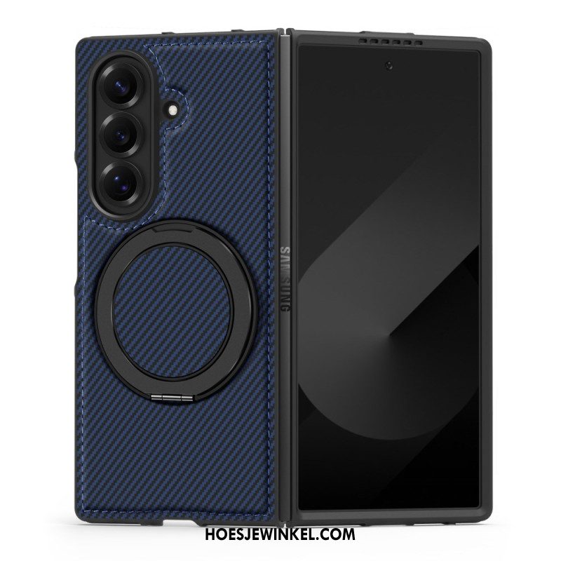 Case Hoesje Samsung Galaxy Z Fold 7 Telefoonhoesje Magnetisch Getextureerd Koolstofvezel