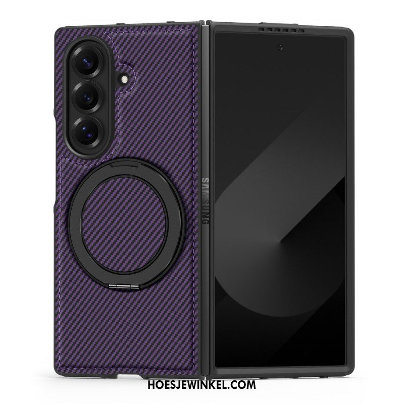 Case Hoesje Samsung Galaxy Z Fold 7 Telefoonhoesje Magnetisch Getextureerd Koolstofvezel