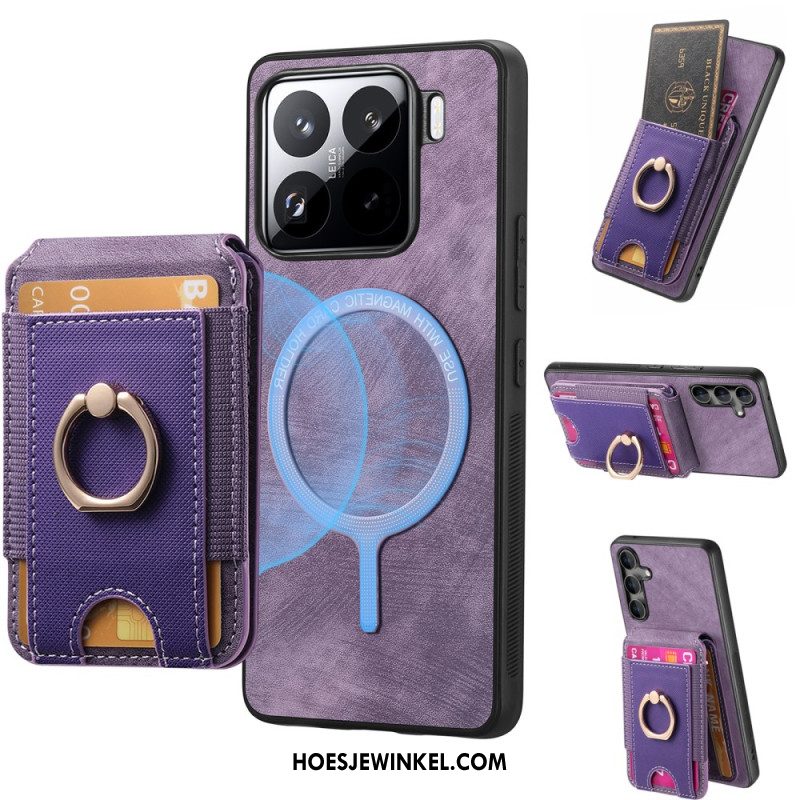 Case Hoesje Xiaomi 15 Telefoonhoesje Afneembare Kaarthouder En Standaard Met Suède-effect