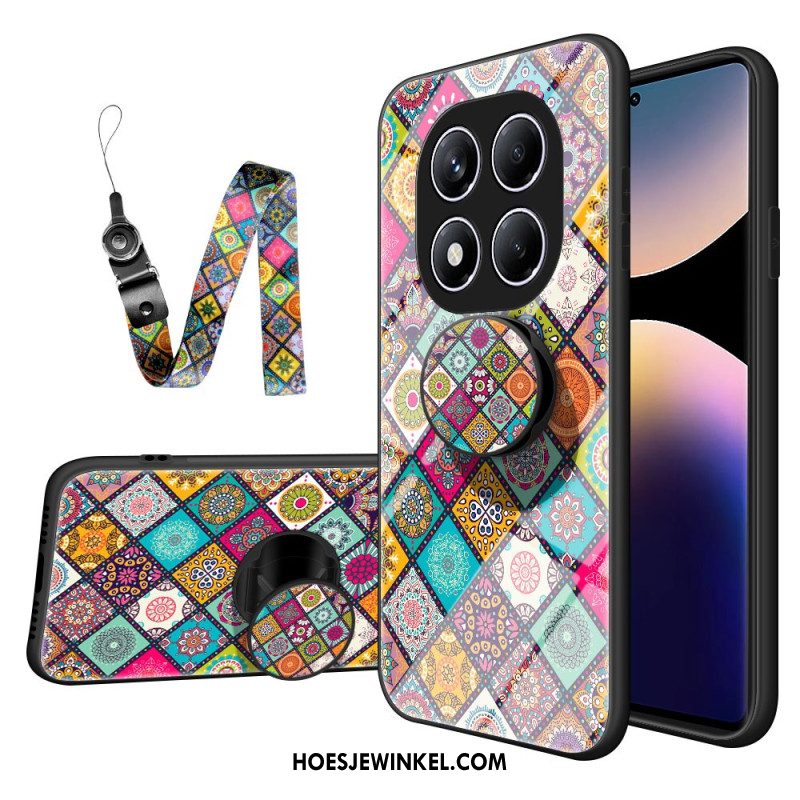 Case Hoesje Xiaomi Redmi Note 14 Pro 4g Telefoonhoesje Patchwork Patroon Standaard En Bandje
