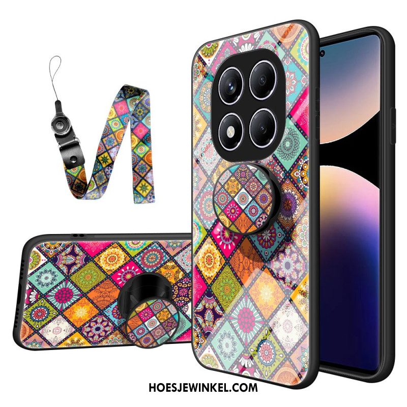 Case Hoesje Xiaomi Redmi Note 14 Pro 4g Telefoonhoesje Patchwork Patroon Standaard En Bandje