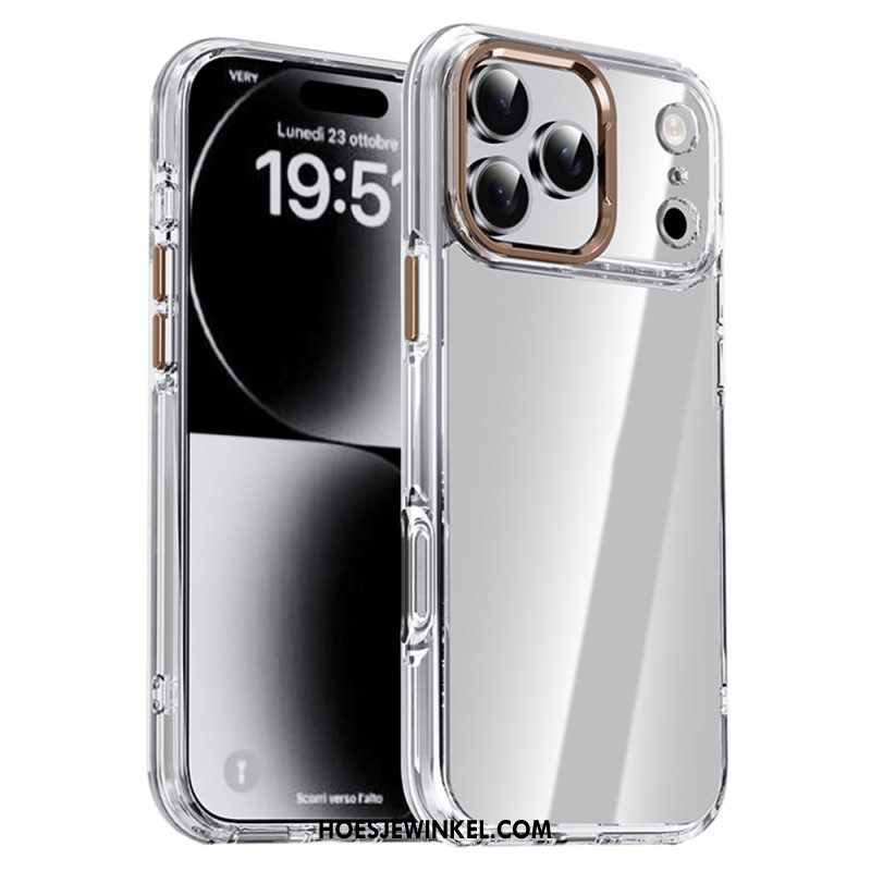Case Hoesje iPhone 17 Pro Max Telefoonhoesje Ipaky Transparant Metalen Lensframe