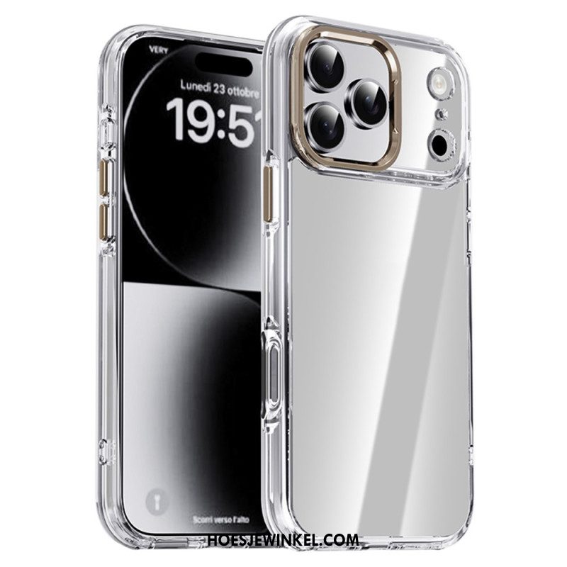 Case Hoesje iPhone 17 Pro Max Telefoonhoesje Ipaky Transparant Metalen Lensframe
