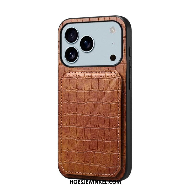 Case Hoesje iPhone 17 Pro Max Telefoonhoesje Kaarthouder Met Krokodillenprint