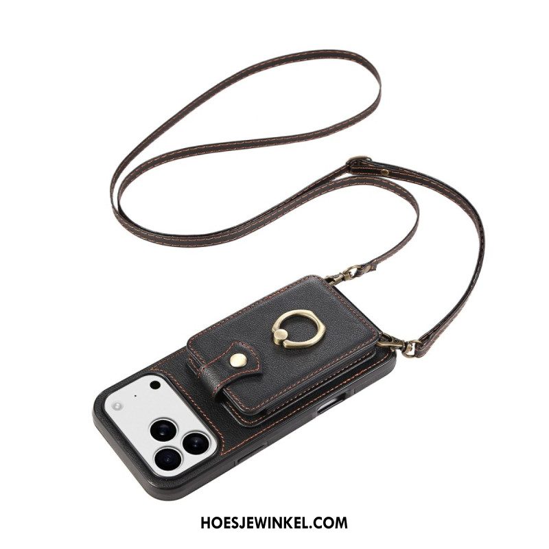 Case Hoesje iPhone 17 Pro Telefoonhoesje Kaarthouder Voor Meerdere Kaarten En Schouderband