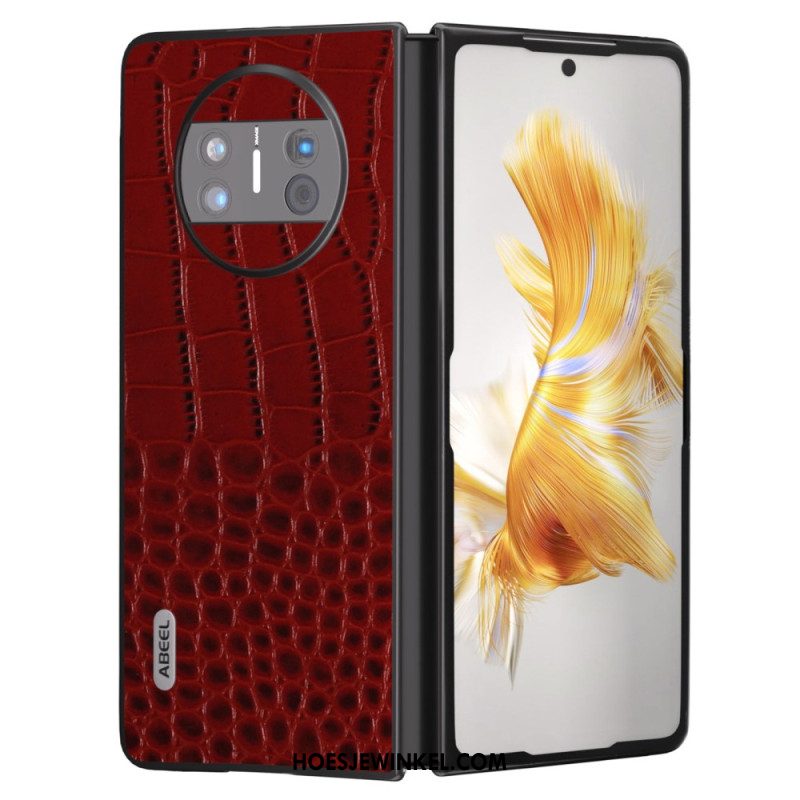 Cover Hoesje Huawei Mate X3 Telefoonhoesje Echt Krokodillenleerstijl Abeel