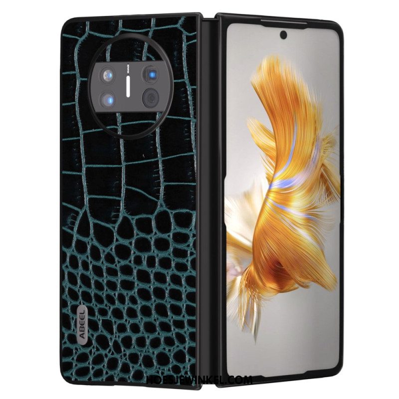 Cover Hoesje Huawei Mate X3 Telefoonhoesje Echt Krokodillenleerstijl Abeel