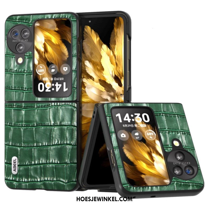Cover Hoesje Oppo Find N3 Flip Telefoonhoesje Krokodileffect Abeel
