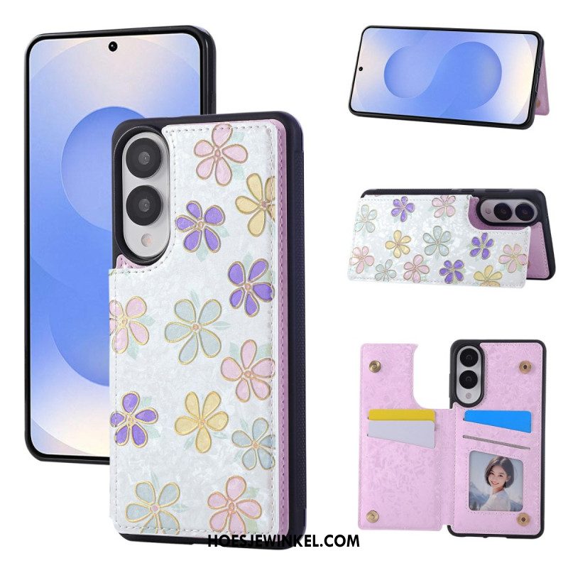 Cover Hoesje Samsung Galaxy S25 5g Edge Telefoonhoesje Kaarthouder Met Bloemenmotief