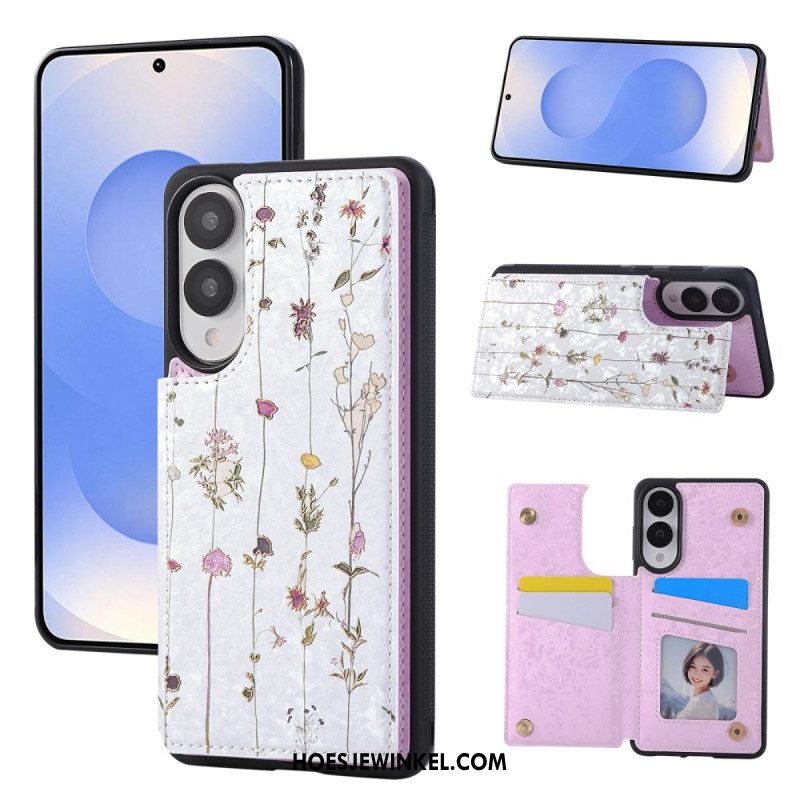 Cover Hoesje Samsung Galaxy S25 5g Edge Telefoonhoesje Kaarthouder Met Bloemenmotief