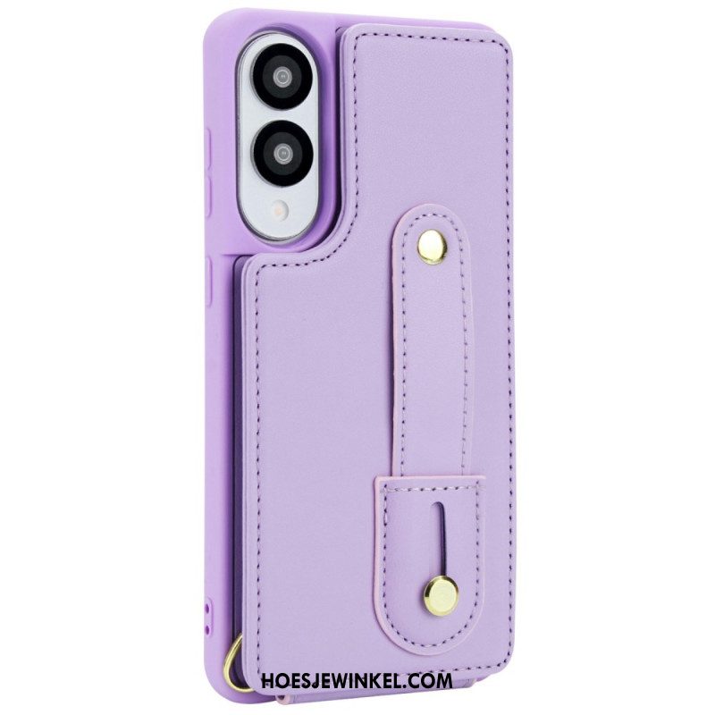 Cover Hoesje Samsung Galaxy S25 5g Edge Telefoonhoesje Kaarthouder Met Riempje En Schouderriem