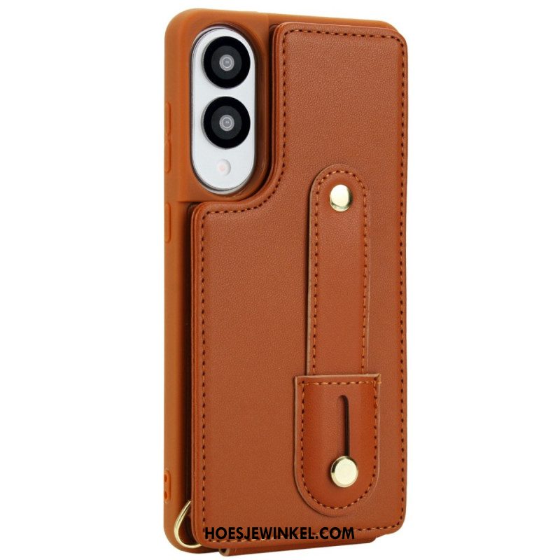 Cover Hoesje Samsung Galaxy S25 5g Edge Telefoonhoesje Kaarthouder Met Riempje En Schouderriem