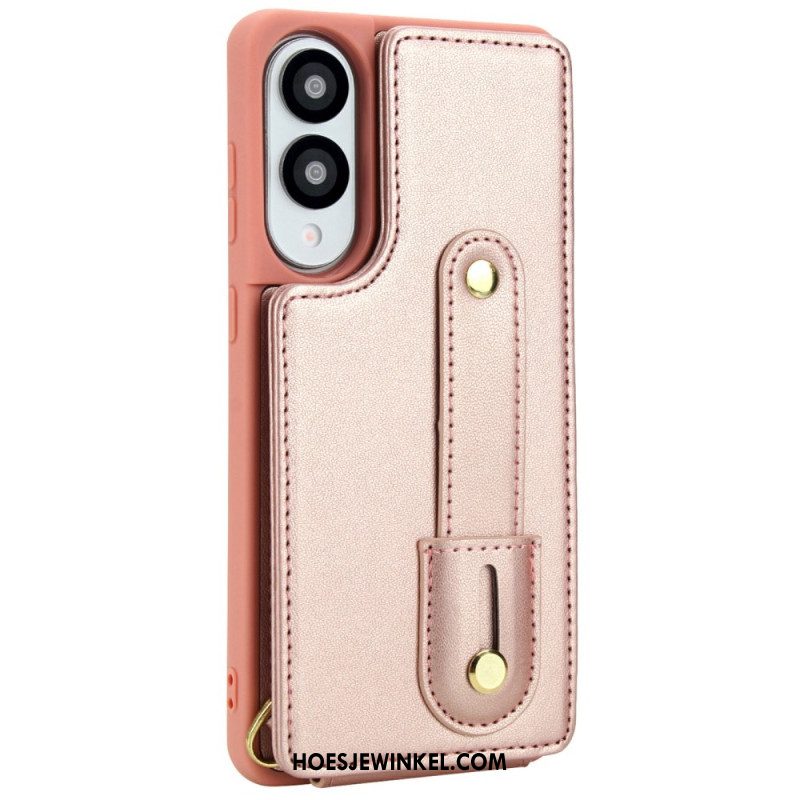 Cover Hoesje Samsung Galaxy S25 5g Edge Telefoonhoesje Kaarthouder Met Riempje En Schouderriem