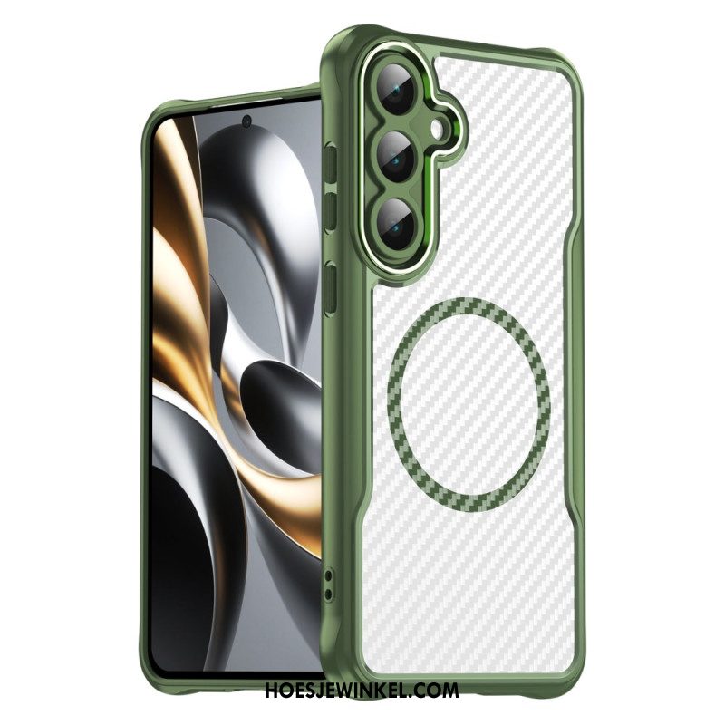 Cover Hoesje Samsung Galaxy S25 Fe Telefoonhoesje Compatibel Met Magsafe Met Koolstofvezeltextuur