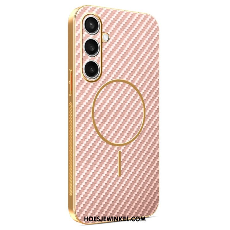 Cover Hoesje Samsung Galaxy S25 Fe Telefoonhoesje Magsafe Met Koolstofvezeldesign