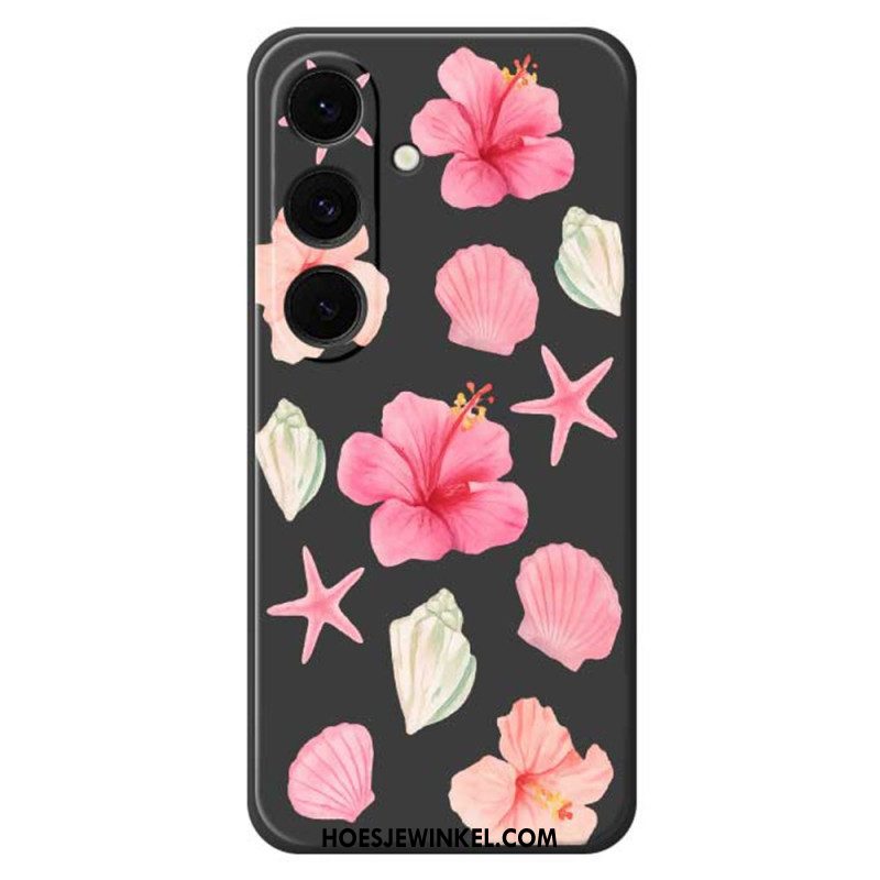 Cover Hoesje Samsung Galaxy S25 Fe Telefoonhoesje Siliconen Met Bloemen En Schelpen