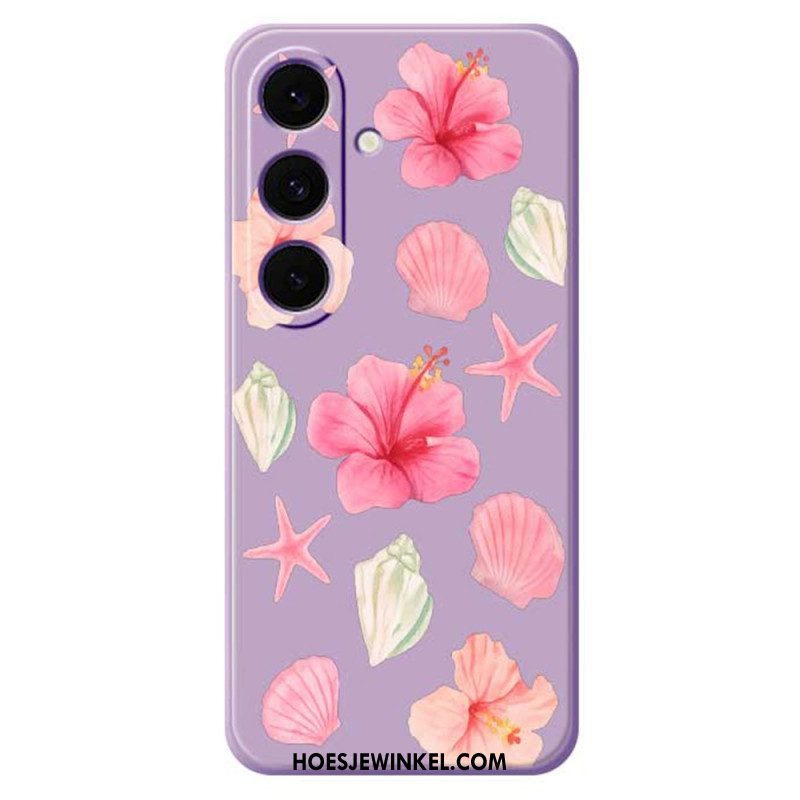 Cover Hoesje Samsung Galaxy S25 Fe Telefoonhoesje Siliconen Met Bloemen En Schelpen