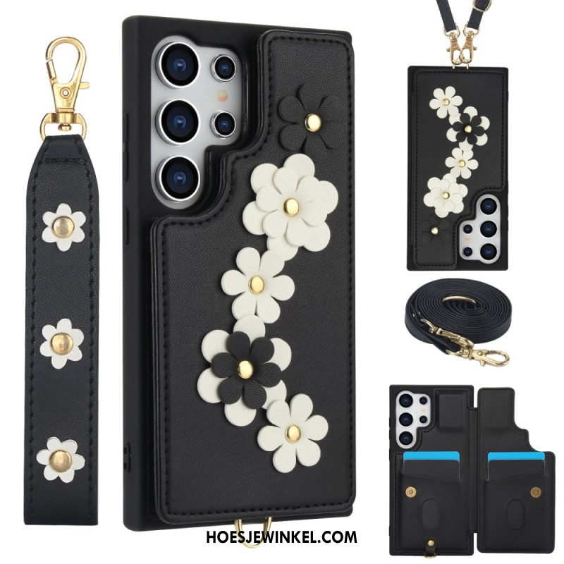 Cover Hoesje Samsung Galaxy S25 Ultra 5g Telefoonhoesje Kaarthouder Met Draagkoord En Schouderband Bandje