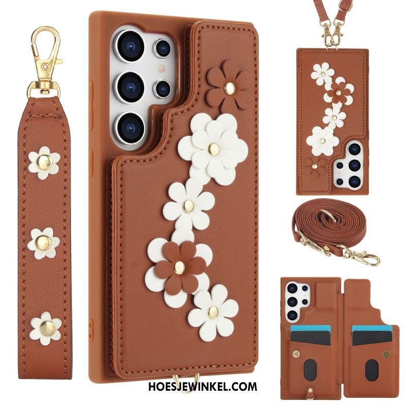 Cover Hoesje Samsung Galaxy S25 Ultra 5g Telefoonhoesje Kaarthouder Met Draagkoord En Schouderband Bandje