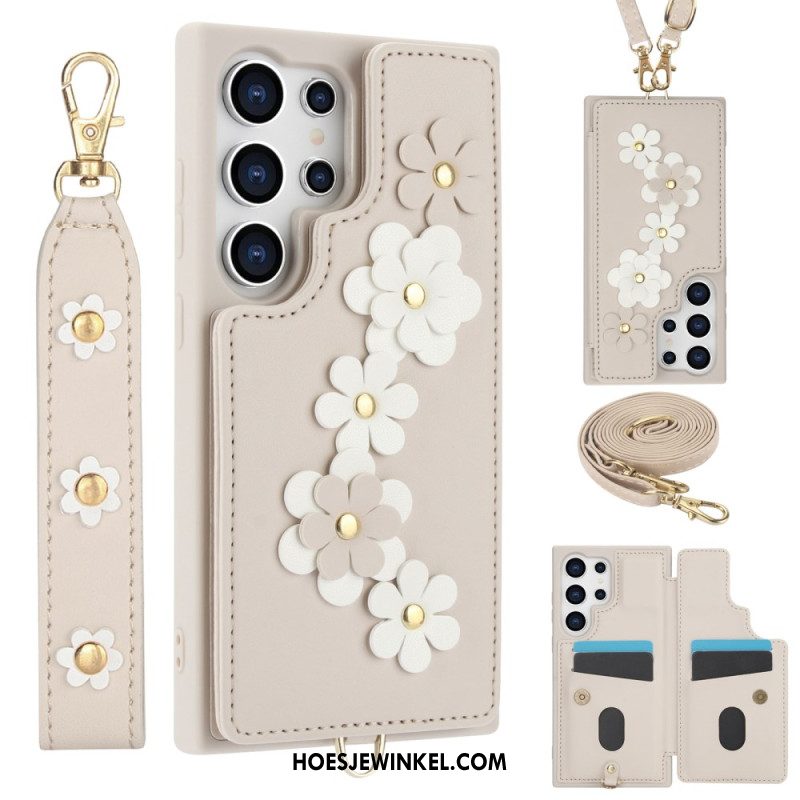 Cover Hoesje Samsung Galaxy S25 Ultra 5g Telefoonhoesje Kaarthouder Met Draagkoord En Schouderband Bandje