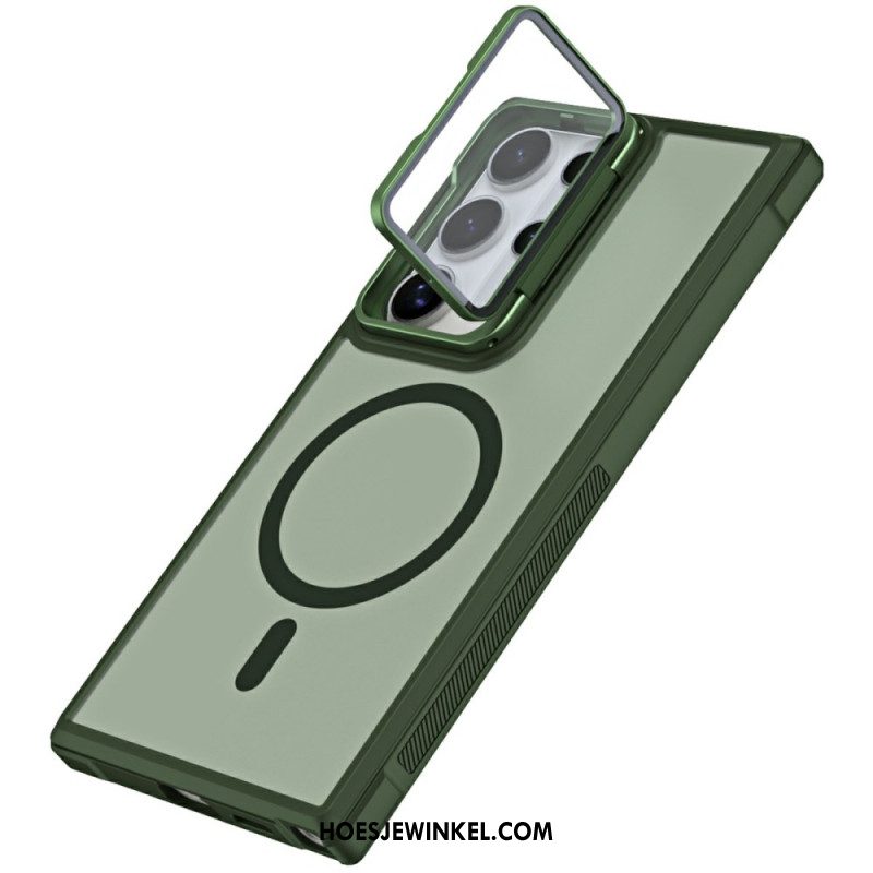 Cover Hoesje Samsung Galaxy S25 Ultra 5g Telefoonhoesje Magsafe-compatibel Mat Anti-vingerafdrukontwerp Met Standaard