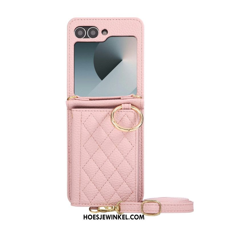 Cover Hoesje Samsung Galaxy Z Flip 7 Fe Telefoonhoesje Gewatteerd Met Schouderband