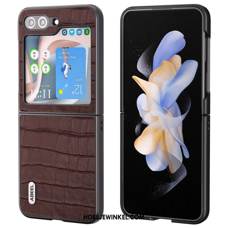 Cover Hoesje Samsung Galaxy Z Flip 7 Fe Telefoonhoesje Premium Krokodillenleerstructuur