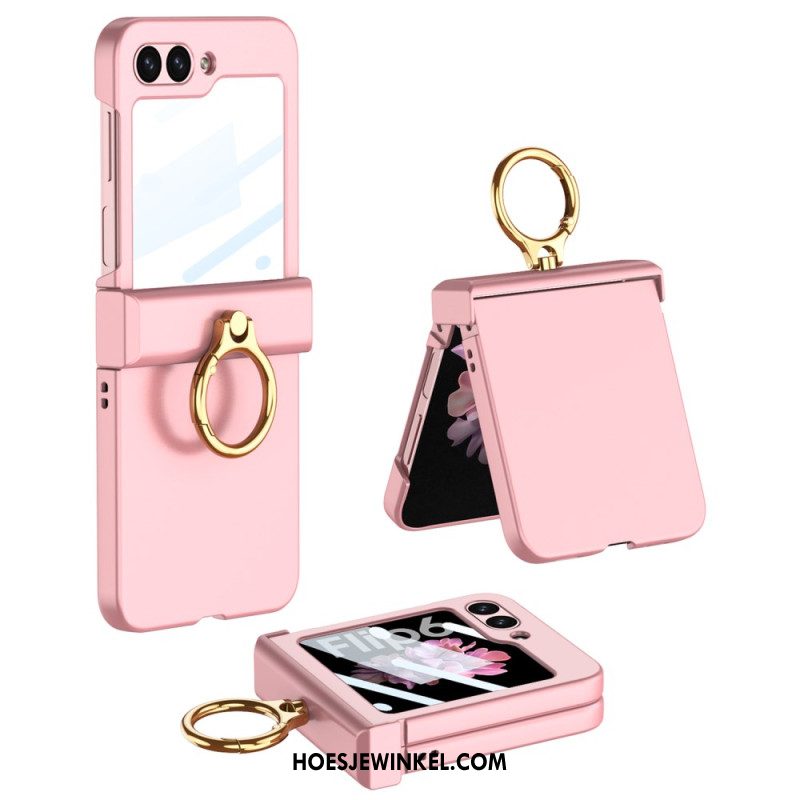 Cover Hoesje Samsung Galaxy Z Flip 7 Fe Telefoonhoesje Ringhouder En Gkk Gehard Glazen Schermbeschermer