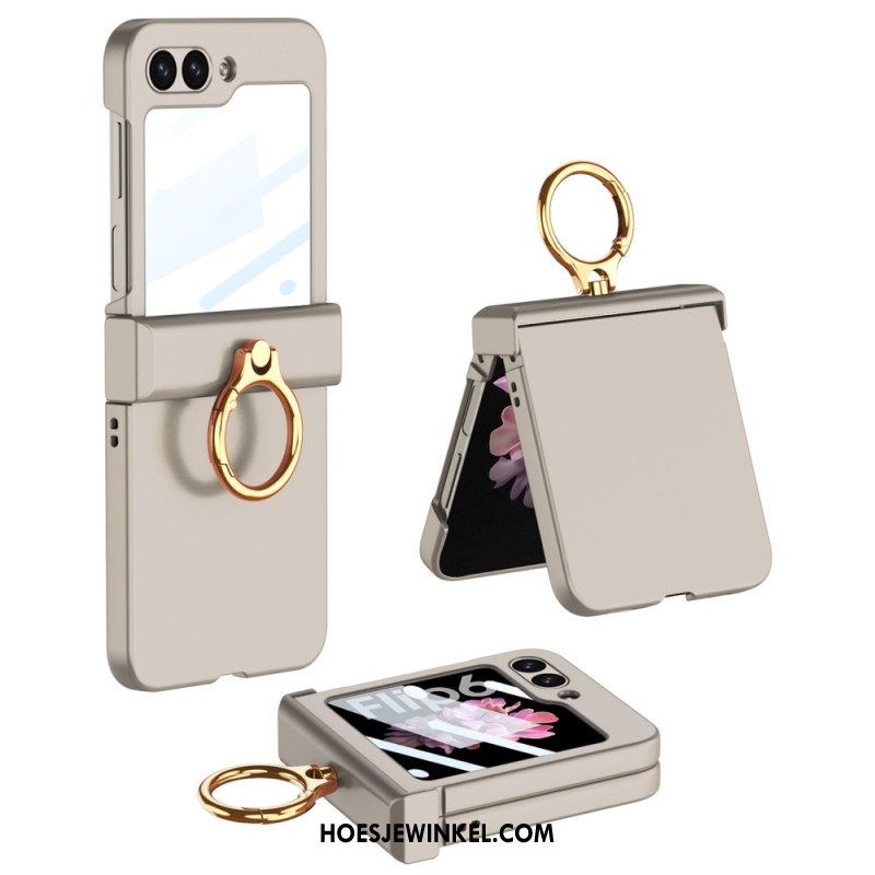 Cover Hoesje Samsung Galaxy Z Flip 7 Fe Telefoonhoesje Ringhouder En Gkk Gehard Glazen Schermbeschermer