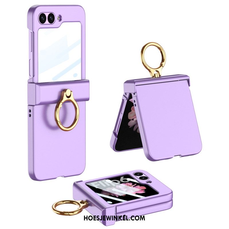 Cover Hoesje Samsung Galaxy Z Flip 7 Fe Telefoonhoesje Ringhouder En Gkk Gehard Glazen Schermbeschermer