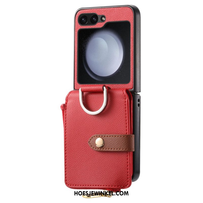 Cover Hoesje Samsung Galaxy Z Flip 7 Fe Telefoonhoesje Vak Met Rits En Ringhouder