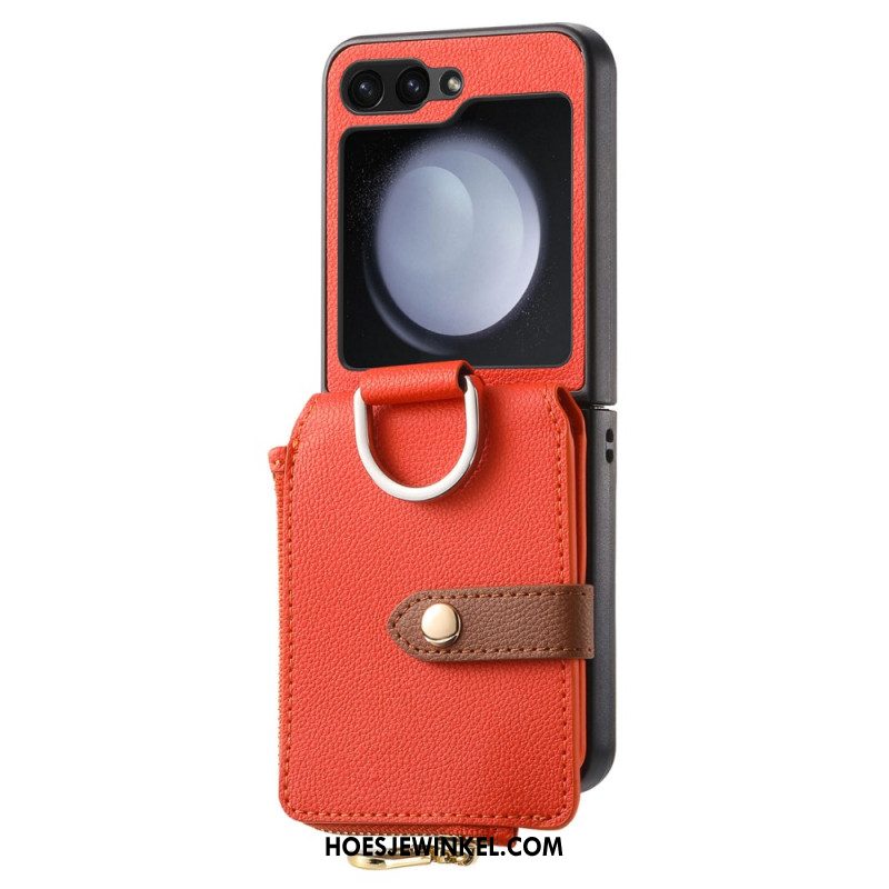 Cover Hoesje Samsung Galaxy Z Flip 7 Fe Telefoonhoesje Vak Met Rits En Ringhouder